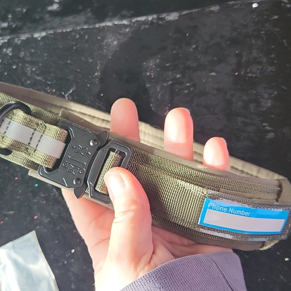Reflective Dog Collar ☆ for Med to LG dogs ☆ Olive Green ☆ Canvas and Velcro NEW - Picture 8 of 8